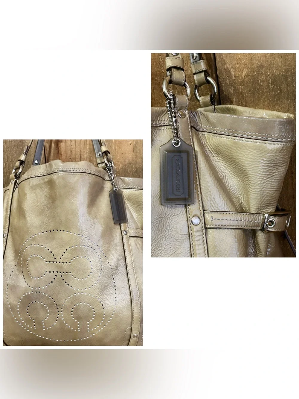 Coach. 3 Piece: Audrey Andie Cinched Tote Bag with Free Dust Bag and Bag Scarf. - Picture 9 of 16